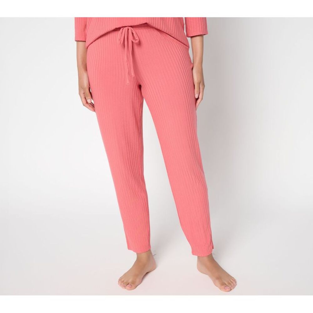 Anybody Women's Pants Sz M Radiant Rib Tapered Ankle Pant Pink A703620